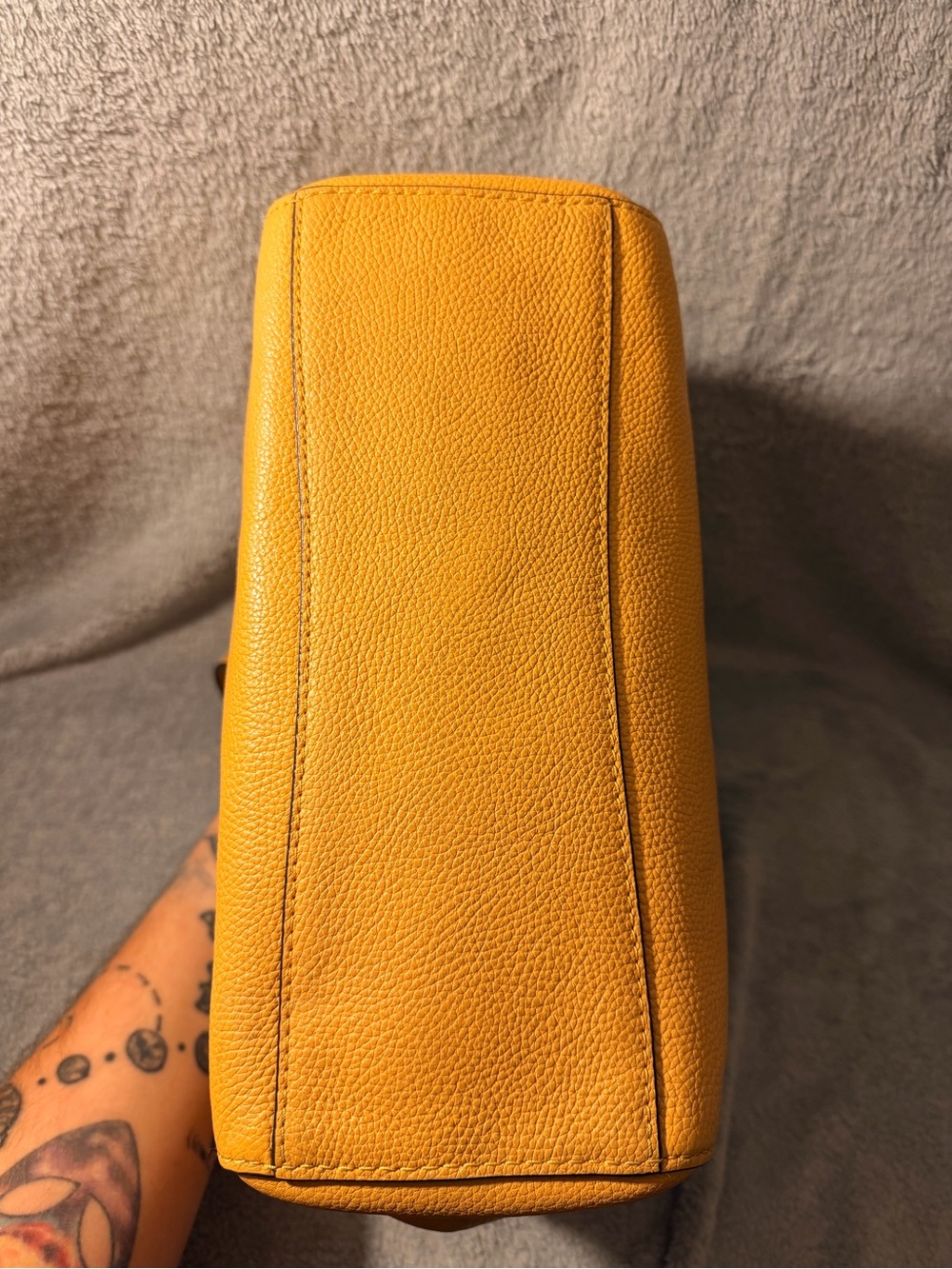 Coach Turnlock Mustard Yellow Leather Chain Tote No. 27 w/ Gunmetal Hardware - Picture 11 of 15